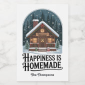 Glück ist hausgemachte Cabin Design Weihnachten Lebensmitteletikett (Einzelnes Label)