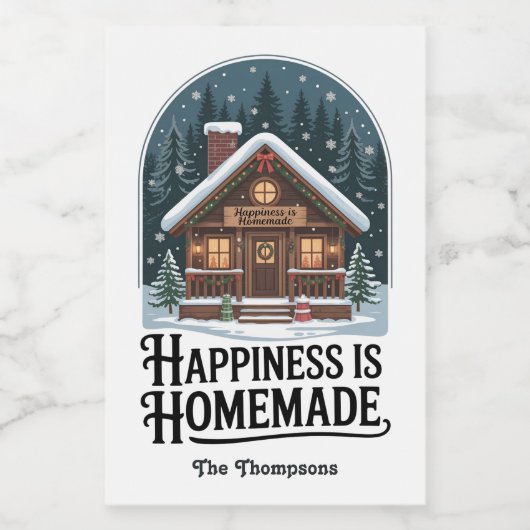 Glück ist hausgemachte Cabin Design Weihnachten Lebensmitteletikett (Einzelnes Label)