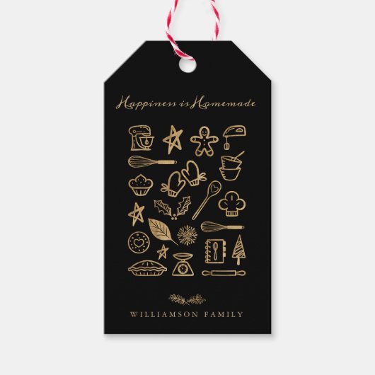 Glück ist hausgemachte Gold- und Black-Baking Reze Geschenkanhänger (Vorderseite)