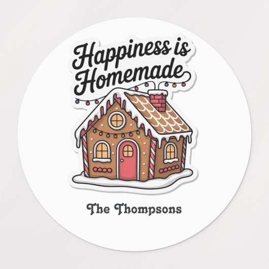 Glück ist hausgemachte Personalisierte Ferien Etiketten (Design 1)