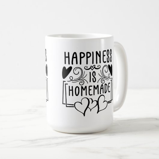 Glück ist hausgemachte rustikale Kitchenurf Design Kaffeetasse (VorderseiteRechts)