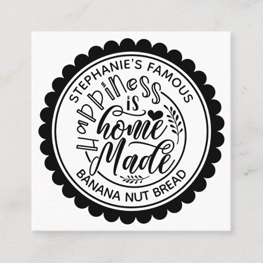 Glück ist hausgemachte Vintag Quadratische Visitenkarte (Vorderseite)