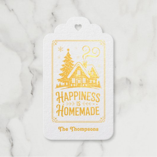 Glück ist hausgemachte Weihnachtsfeiertage Geschenkanhänger (Vorderseite)