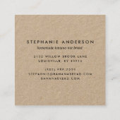 Glück ist hausgemachtes Vintages Kraftpapier Quadratische Visitenkarte (Rückseite)