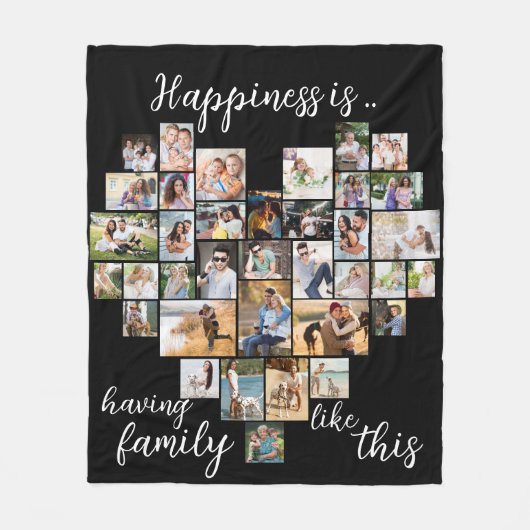 Glück ist Herz geformt 36 Foto Collage Schwarz Fleecedecke (Vorderseite)