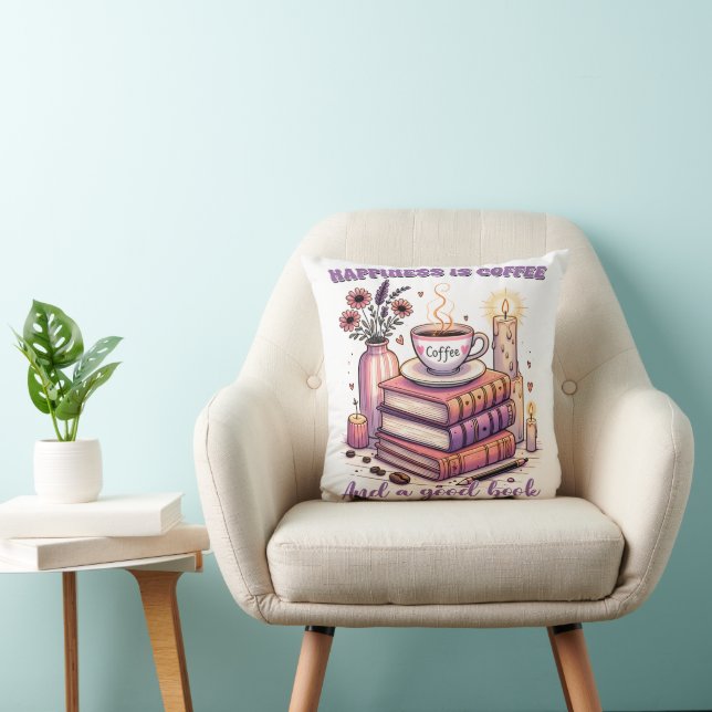 Glück ist Kaffee und ein gutes Buch Kissen (Stuhl )