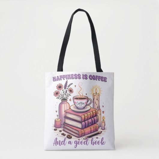 Glück ist Kaffee und ein gutes Buch Tasche (Vorderseite)