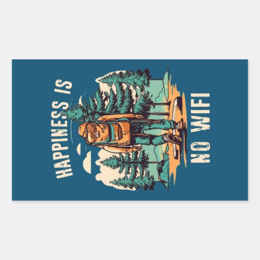 Glück ist kein Wifi-Backpacken Rechteckiger Aufkleber (Vorderseite)