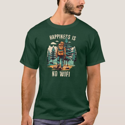 Glück ist kein Wifi-Backpacken T-Shirt (Vorderseite)