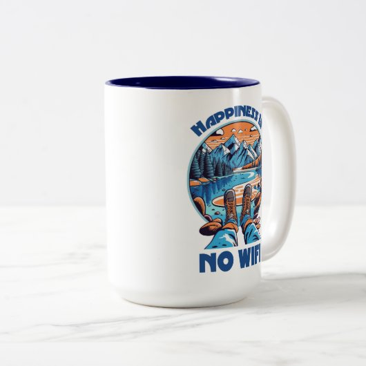 Glück ist kein Wifi-Wanderschuh Zweifarbige Tasse (VorderseiteRechts)