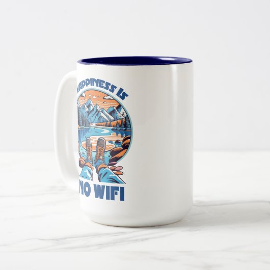 Glück ist kein Wifi-Wanderschuh Zweifarbige Tasse (Vorderseite Links)