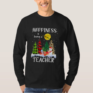 Glück ist Lehrerin Leopard Weihnachtsbaum T-Shirt