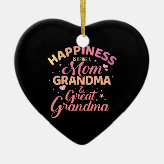 Glück ist Mama, Oma und Urgroßmutter Keramik Ornament
