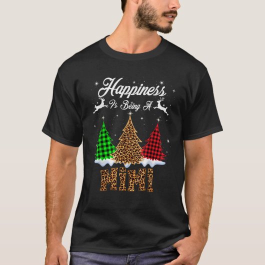 Glück ist Mimi Weihnachtsbaum Leopard Pla T-Shirt (Vorderseite)
