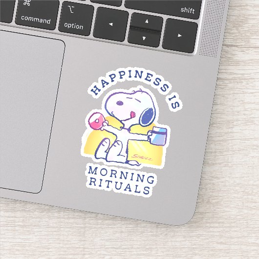 Glück ist morgendliche Rituale Aufkleber (Detail)