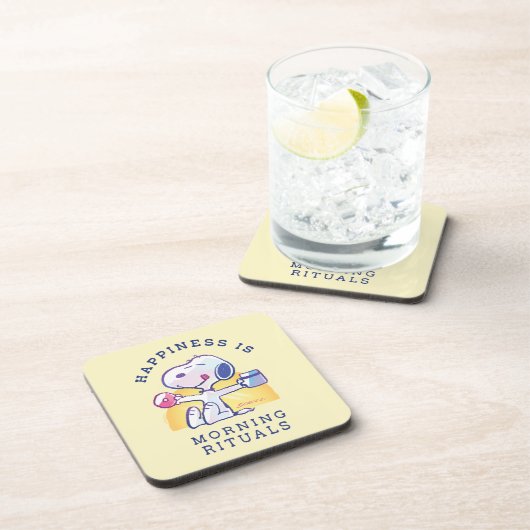 Glück ist morgendliche Rituale Getränkeuntersetzer (Rechte Seite)