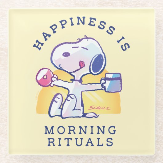 Glück ist morgendliche Rituale Glasuntersetzer (Vorderseite)