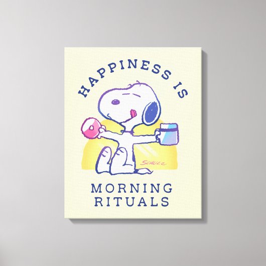 Glück ist morgendliche Rituale Leinwanddruck (Vorderseite)