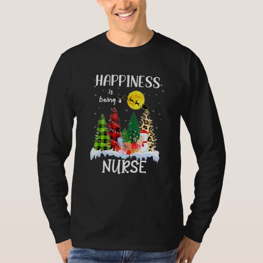 Glück ist Nurse Leopard Weihnachtsbaum Sn T-Shirt (Vorderseite)