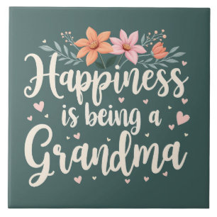 Glück ist Oma zu sein Floral Cottagecore Fliese
