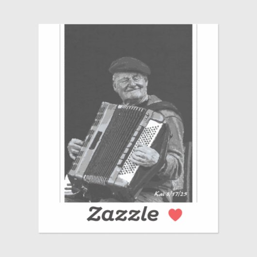 Glück ist, Paris Musiker Schwarz & Weiß Kunst Aufkleber (Blatt)