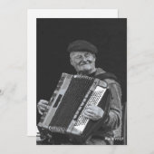 Glück ist, Paris Musiker Schwarz & Weiß Kunst Einladung (Vorne/Hinten)