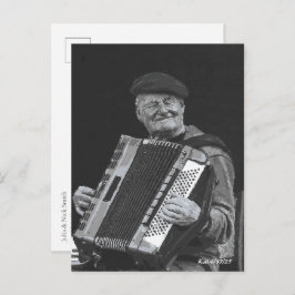 Glück ist, Paris Musiker Schwarz & Weiß Kunst Postkarte