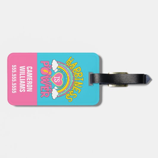 Glück ist Power Regenbogen Gepäckanhänger (Rückseite horizontal)