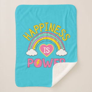 Glück ist Power Regenbogen Sherpadecke