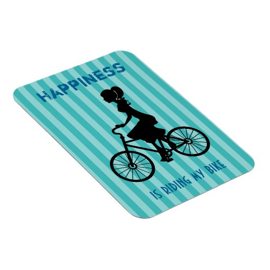 Glück ist Reiten mit meinem Fahrrad - Silhouette m Magnet (Rechte Seite)