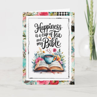 Glück ist Tee und Meine Bibel Christlicher Glauben Karte