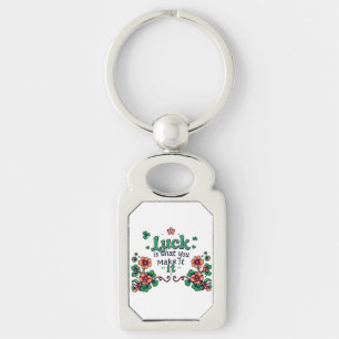 Glück ist, was Sie machen - Retro Kleeblatt Charm Schlüsselanhänger