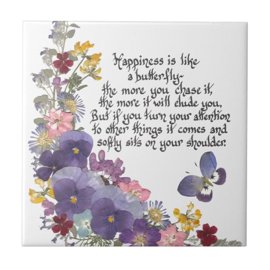 Glück ist wie ein Schmetterling Fliese (Vorderseite)