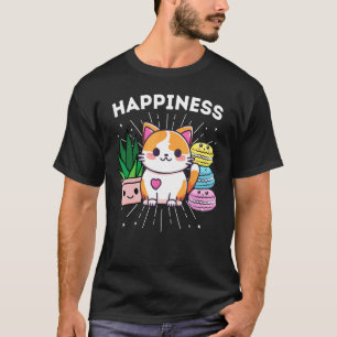 Glück Katzen Pflanzen Makronen Lustig T-Shirt