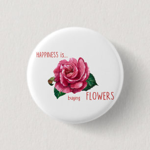 Glück kauft Blume Button