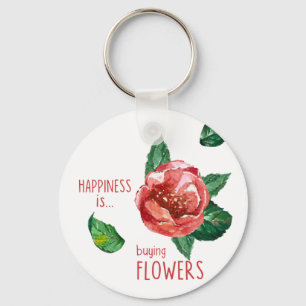 Glück kauft Blume Schlüsselanhänger