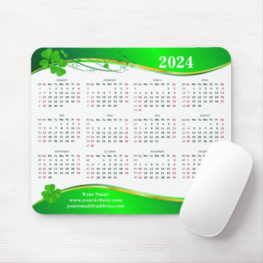 Glück Kleeblatt 2024. Mousepad (Mit Mouse)