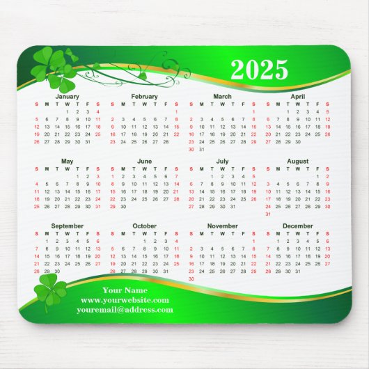 Glück Kleeblatt 2025. Mousepad (Vorne)