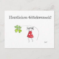 Glück, Kleeblatt, Grußkarte, Herz