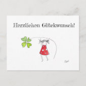 Glück, Kleeblatt, Grußkarte, Herz Postkarte (Vorderseite)