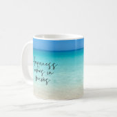 Glück kommt in Waves Beach Zitat Kaffeetasse (Vorderseite Links)