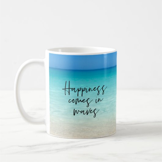 Glück kommt in Waves Beach Zitat Kaffeetasse (Links)