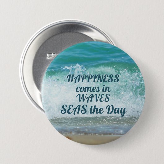 Glück kommt in WAVES Button (Vorne & Hinten)