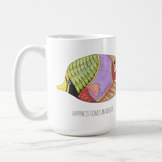 Glück kommt in Waves Fish Tasse (Links)