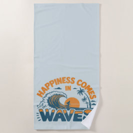 Glück kommt in Waves Retro Beach Strandtuch