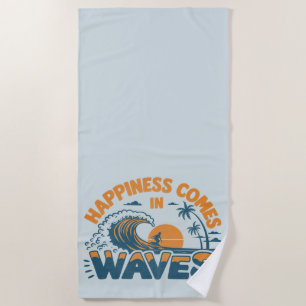 Glück kommt in Waves Retro Beach Strandtuch