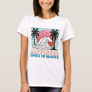 Glück kommt in Waves Retro Beach T-Shirt
