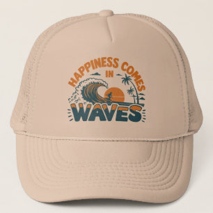 Glück kommt in Waves Retro Beach Truckerkappe