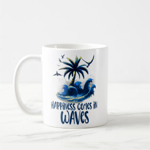 Glück kommt in Waves Wellensurfer Surf Kaffeetasse