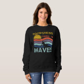 Glück kommt in Wellen Coole Retro Kitesurfer Sweatshirt (Vorne ganz)